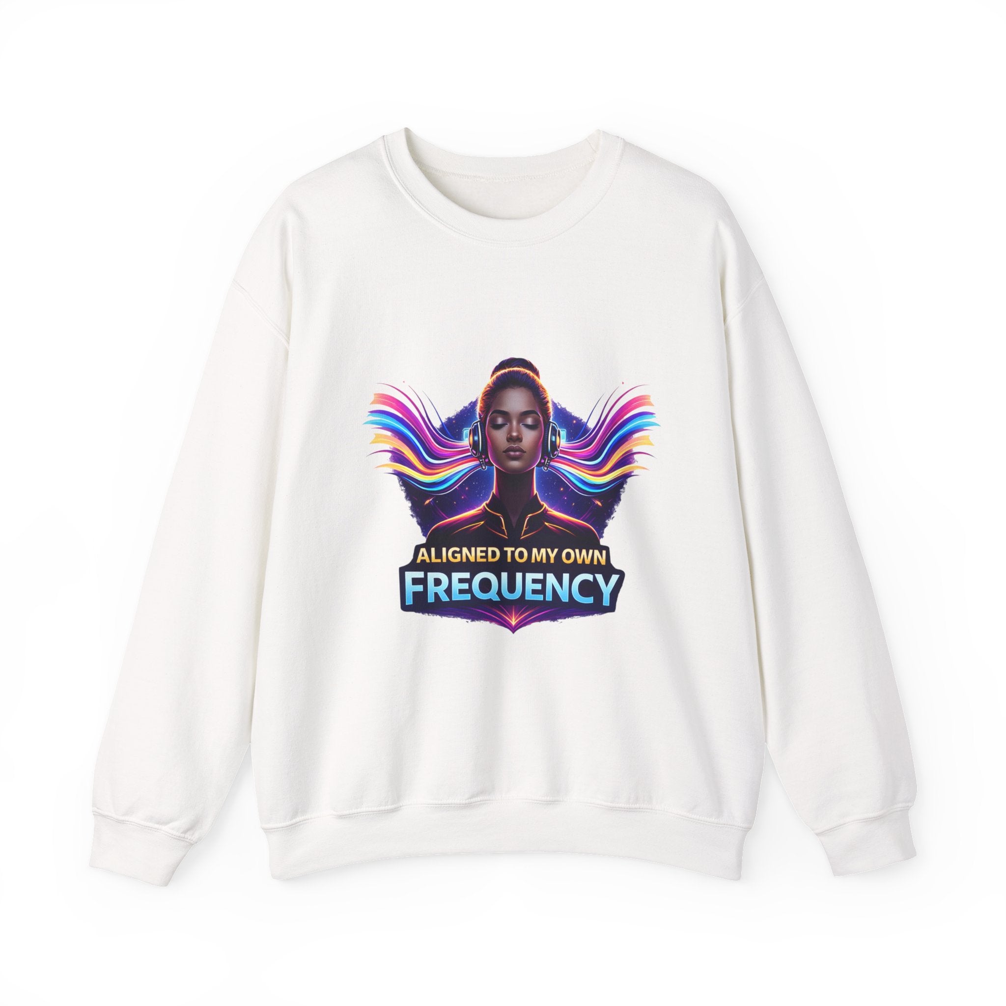 Crewneck Sweatshirt — "Aligned to My Own Frequency" Spiritual Meditation Graphic